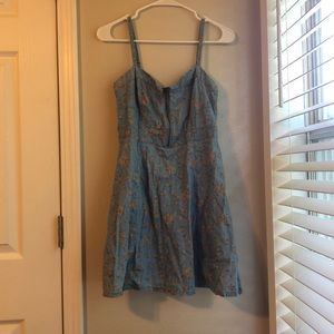 Forever 21 denim dress with flowers and a zipper